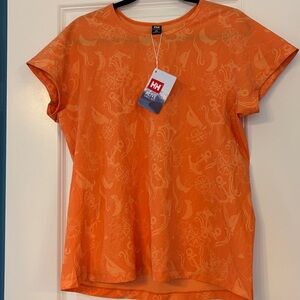 Helly Hansen Bright Orange Short Sleeve Tee with Nautical Motif